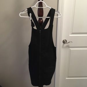 Overall jean black dress